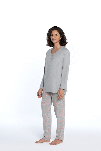 Damenpyjama DOLORES - Größe: L, Farbe: Hellgrau / Light Grey