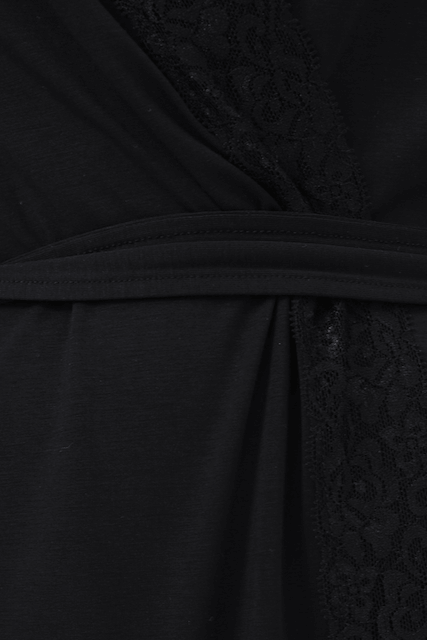 Damennachthemd aus Bambus TAMARA mit Bademantel - Größe: XL, Farbe: Schwarz / Black