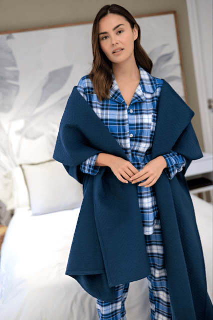Dámské flanelové pyžamo SARA - Velikost: M, Barva: Modrá