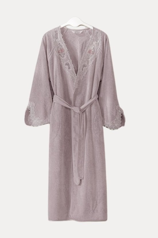 Dámsky elegantný župan DESTAN v darčekovom balení - Veľkosť: L, Farba: Fialová / Lila