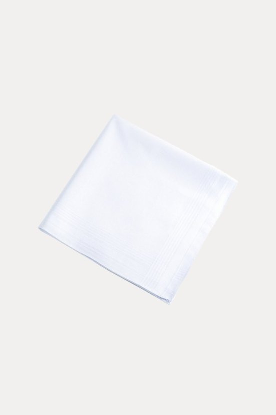 Chusteczki męskie bawełniane URANOS, 6 szt - Rozmiar: 43 x 43 cm, Kolor: Biały, Opakowanie: W ozdobnym pudełku 6 szt