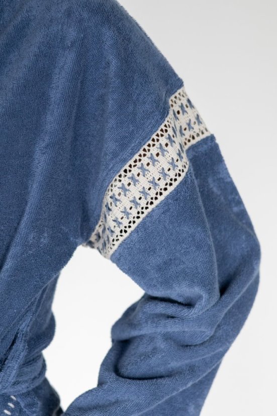 Krótki damski szlafrok VIVIAN - Rozmiar: S, Kolor: Niebieski