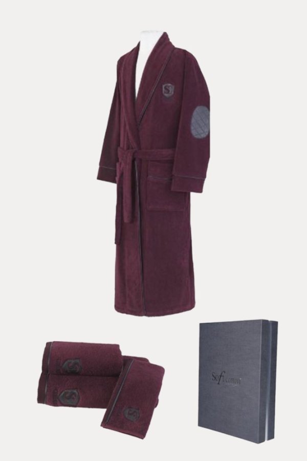 LUXURY férfi fürdőköpeny + törölköző + fürdőlepedő + box