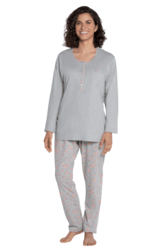 Schlafanzüge & Pyjamas für Damen aus Baumwolle - Farbe - Creme-Schwarz / Cream-Black