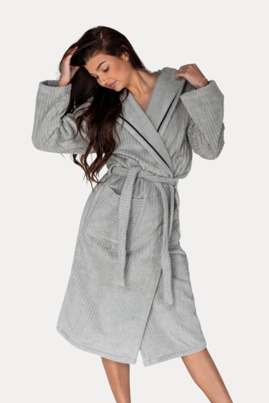 Unisex župan STRIPE s kapucí - Velikost: S, Barva: Šedá