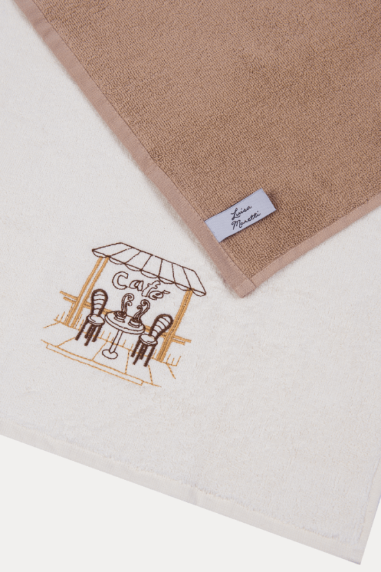Geschirrtücher CAFE, 2 St. - Abmessung: Set (2 St., 40x60 cm), Farbe: Creme-Mustard