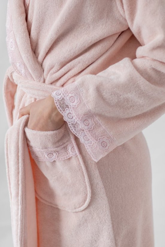 Halat elegant pentru femei FREYA, in cutie cadou - Mărime: L, Culoare: Alb crem / Ecru