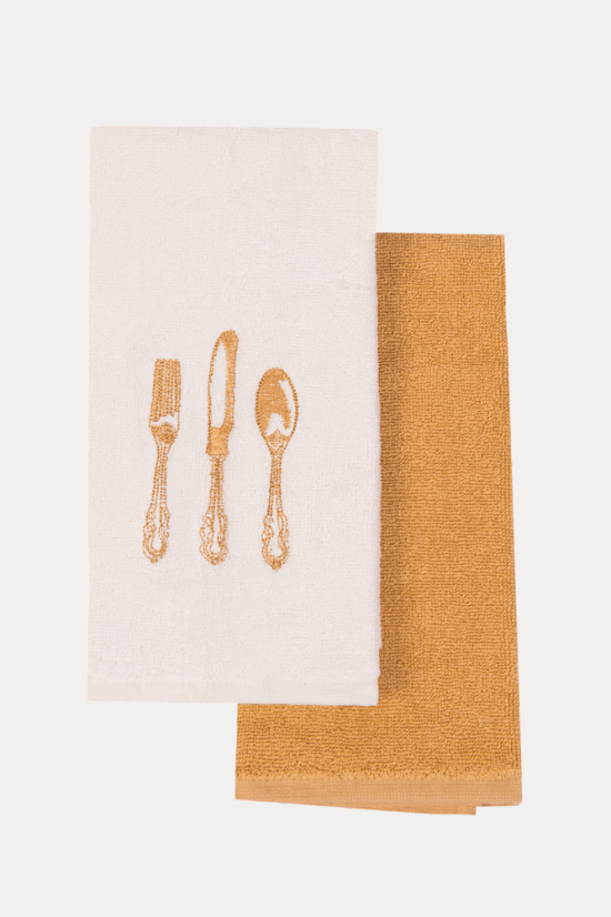 Ręczniki kuchenne HOME, 2 szt - Rozmiar: Zestaw (2szt., 40x60 cm), Kolor: Kremowy / Beżowy