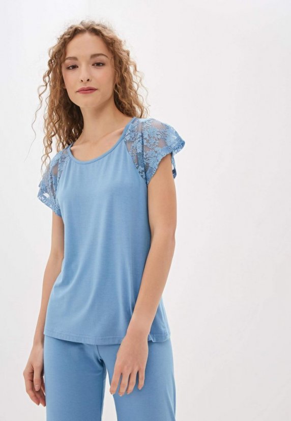 Damenpyjama aus Bambus SUSANA - Größe: XL, Farbe: Hellblau / Light blue