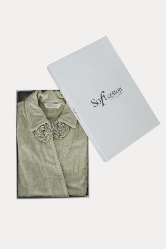 Moteriškas bambukinis chalatas ROSE + šlepetės