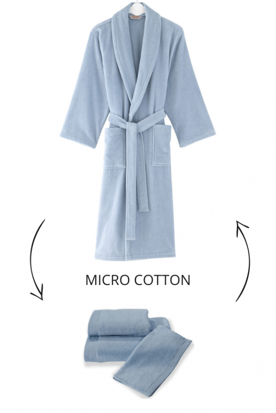 Damen- und Herrenbademantel MICRO COTTON - Größe: XL, Farbe: Hellblau / Light blue