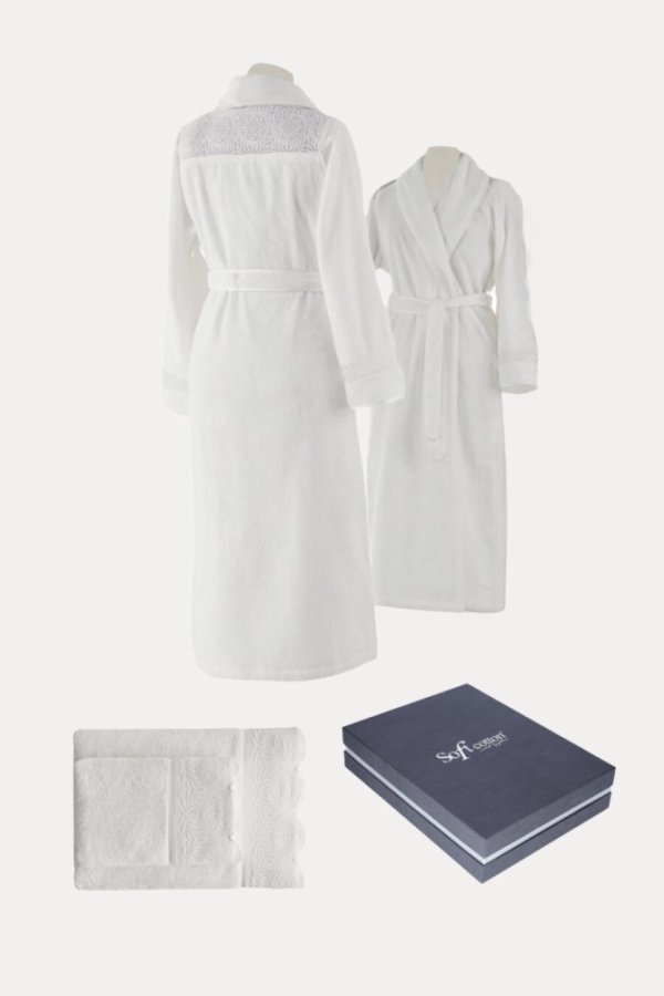 Damenbademantel QUEEN + Handtuch + Badetuch + box