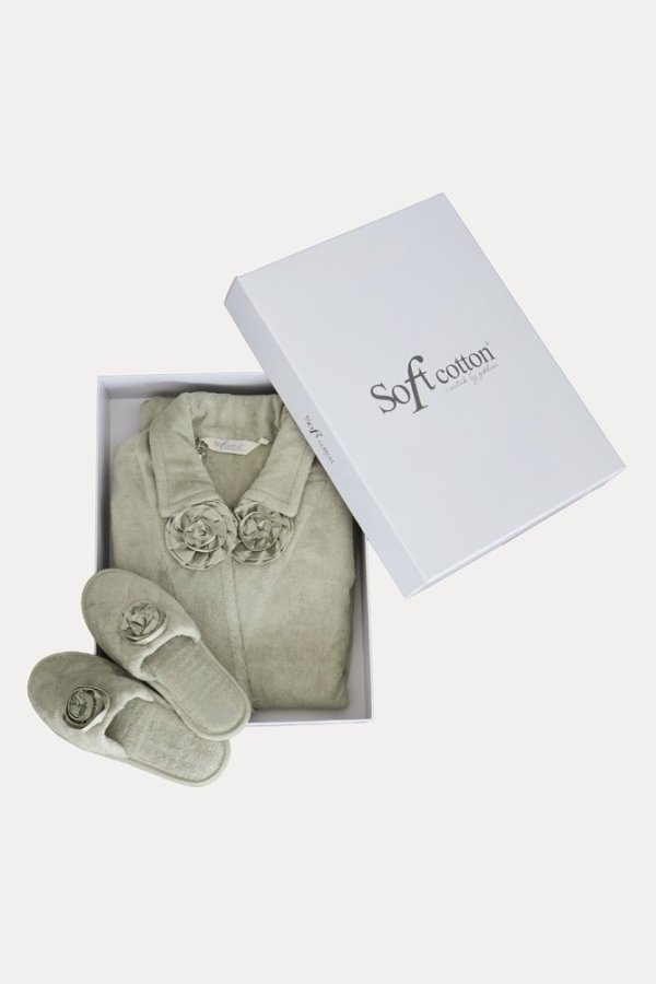 Damenbademantel aus Bambus ROSE  + schlappen