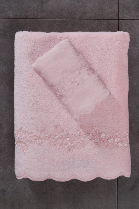 Dvielis SILVIA ar mežģīnēm 50x100 cm