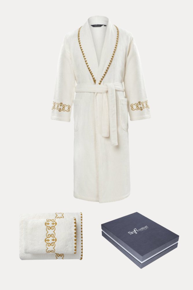 Halat unisex MONDRIAN + prosop + prosop de corp + cutie cadou