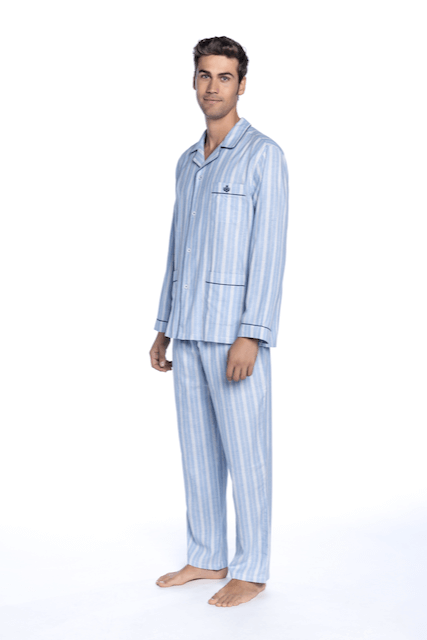 Herren Pyjamas aus Flanell RODRIGO - Größe: 3XL, Farbe: Hellblau / Light blue