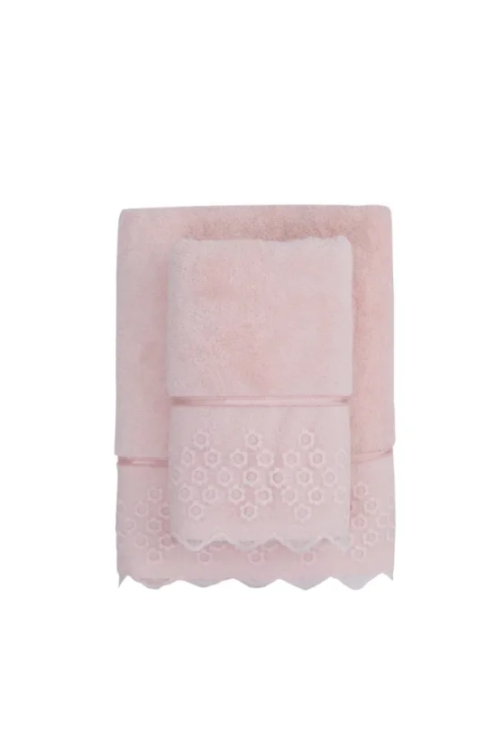 Prosop de baie FREYA cu dantela 85x150 cm - Culoare: Alb crem / Ecru