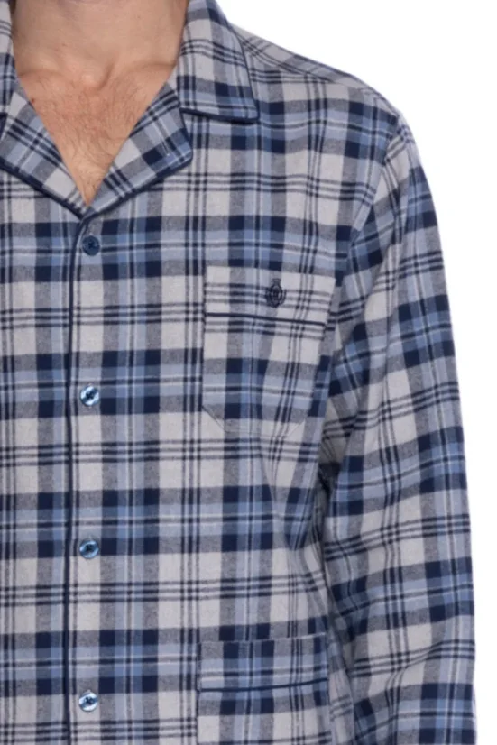Flanelowa piżama męska PAULO - Rozmiar: XL, Kolor: Ciemnoniebieski