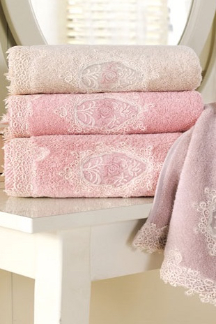 Dárková sada malých ručníků DESTAN, 3 ks - Barva: Starorůžová