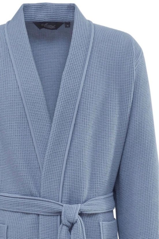 PIQUE uniszex gofri mintás fürdőköpeny - Méret: L, Szín: Fehér / White