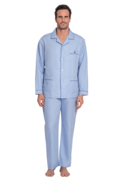 Klassische herren Pyjama Lang Geknöpft - Volumengewicht - 115 gr / m²