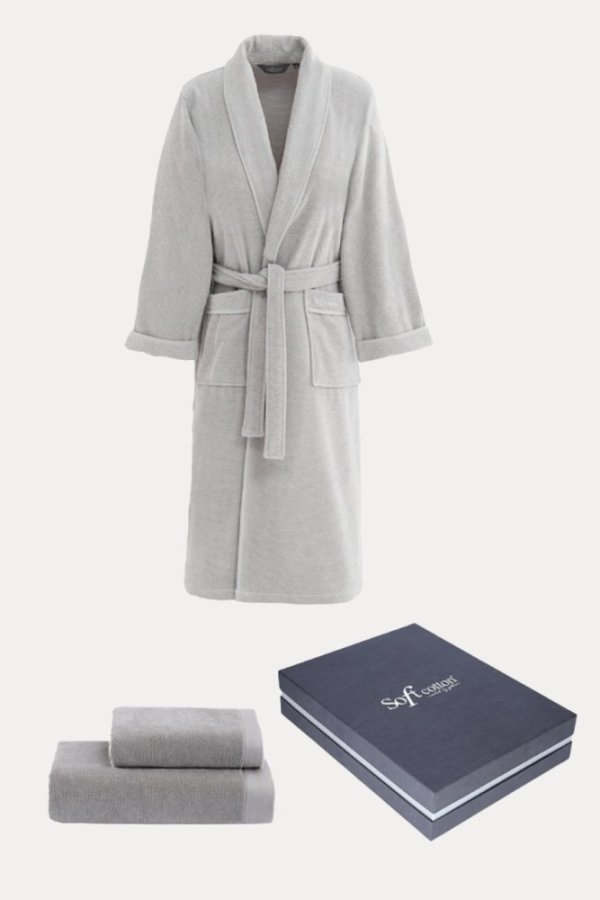 Herrenbademantel LORD + Handtuch + Badetuch + box
