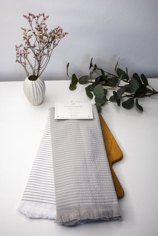 Prosoape de bucătărie LINES, 2 buc - Dimensiune: Set (2 buc, 45x70 cm), Culoare: Gri / Grey