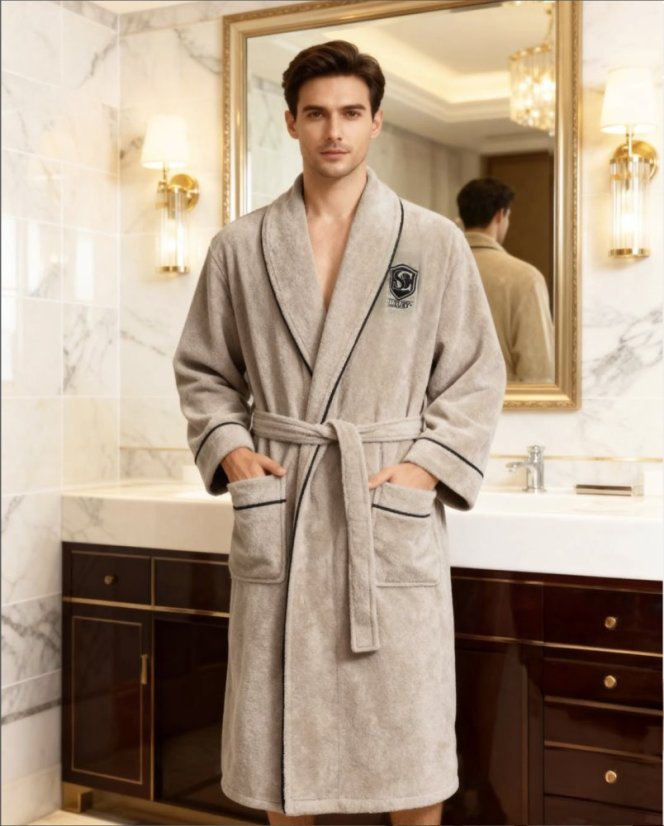 Halat pentru bărbați LUXURY - Mărime: S, Culoare: Bej / Beige