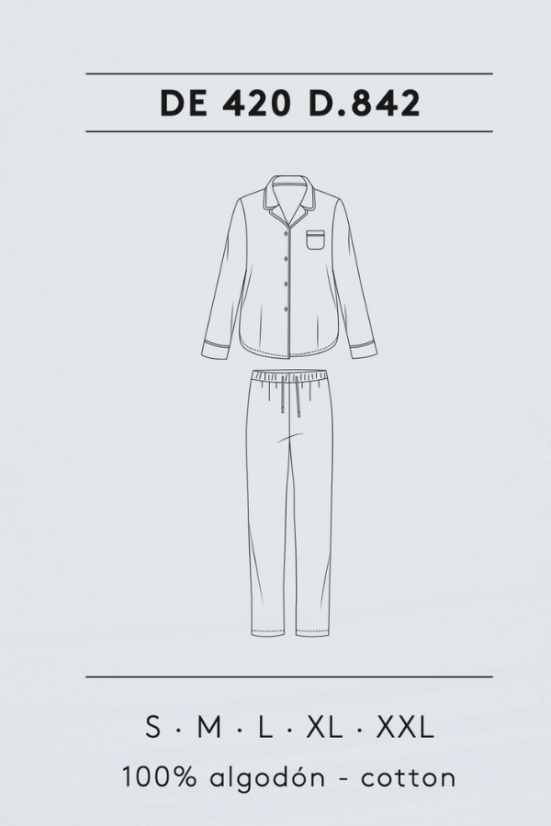 Damenpyjama aus Flanell MANUELA - Größe: XL, Farbe: Dunkelblau / Navy