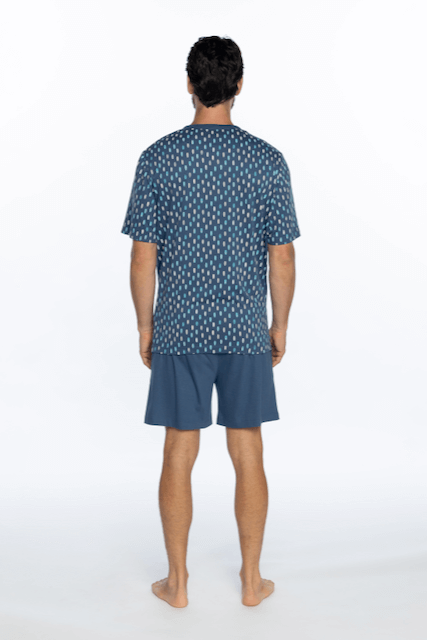 Pánské pyžamo krátké LEO - Velikost: XL, Barva: Modrá