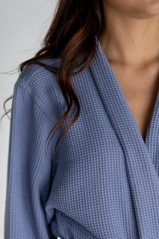 PIQUE uniszex gofri mintás fürdőköpeny - Méret: L, Szín: Fehér / White