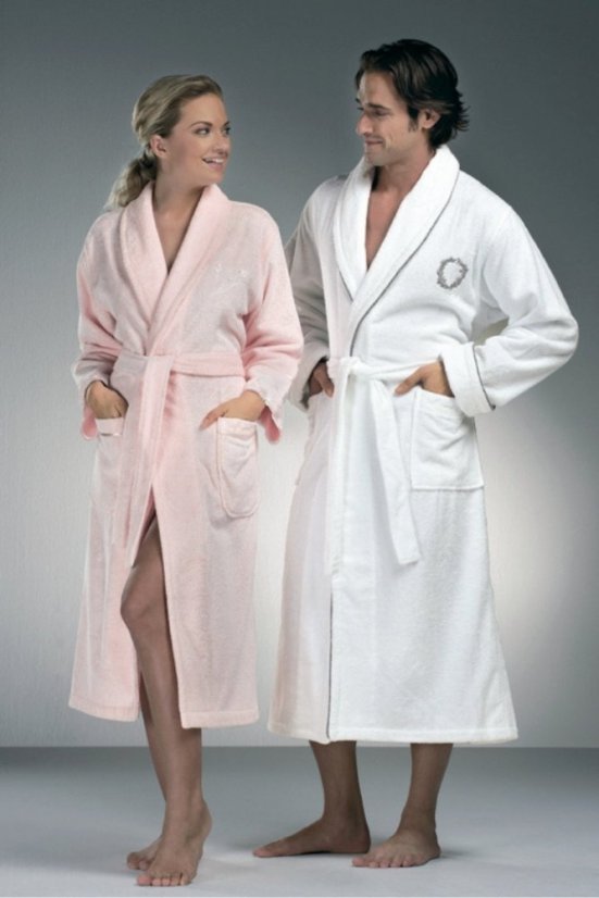 Męski szlafrok SEHZADE - Rozmiar: XXL, Kolor: Biały / srebrny haft