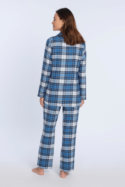 Pijama din flanel pentru femei SARA - Mărime: M, Culoare: Albastru / Blue
