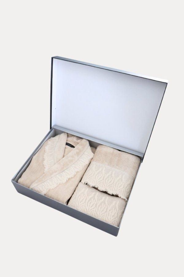 Damenbademantel MAYA + Handtuch + Badetuch + box