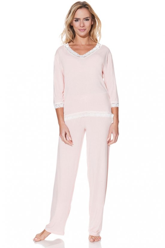 Damenpyjama aus Bambus ROZALIE - Größe: S, Farbe: Rosa / Pink
