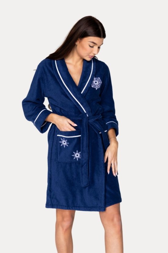 Damski krótki szlafrok MARINE LADY - Rozmiar: S, Kolor: Biały