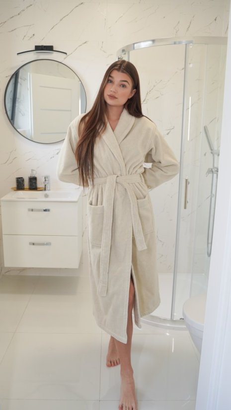 MICRO COTTON uniszex fürdőköpeny ajándákcsomagolásban + papucs - Méret: S + papucs (36/38) + ajándékcsomag, Szín: Fehér / White