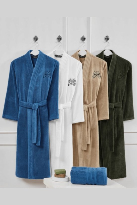 Herrenbademantel SMART in einer Geschenkverpackung + Handtuch - Größe: L + Handtuch 50x100cm + Box, Farbe: Khaki