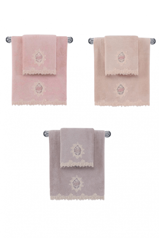 Handtuch DESTAN mit Spitze 50x100 cm - Farbe: Violett-Lila
