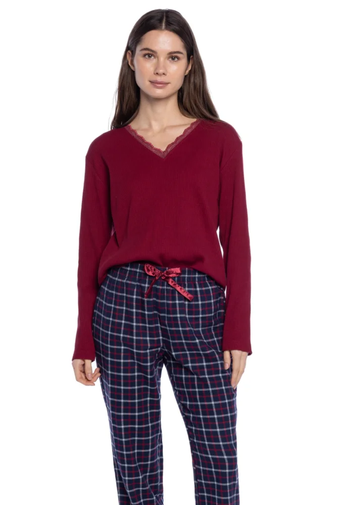 Damenpyjama aus Flanell MANUELLA S Bordeaux