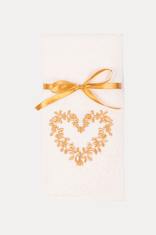 Prosoape de bucătărie HEART, 2 buc Crem-Muștar /Cream-Mustard Set