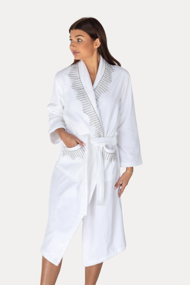 Halat elegant pentru femei NOVA, in cutie cadou L Alb / White