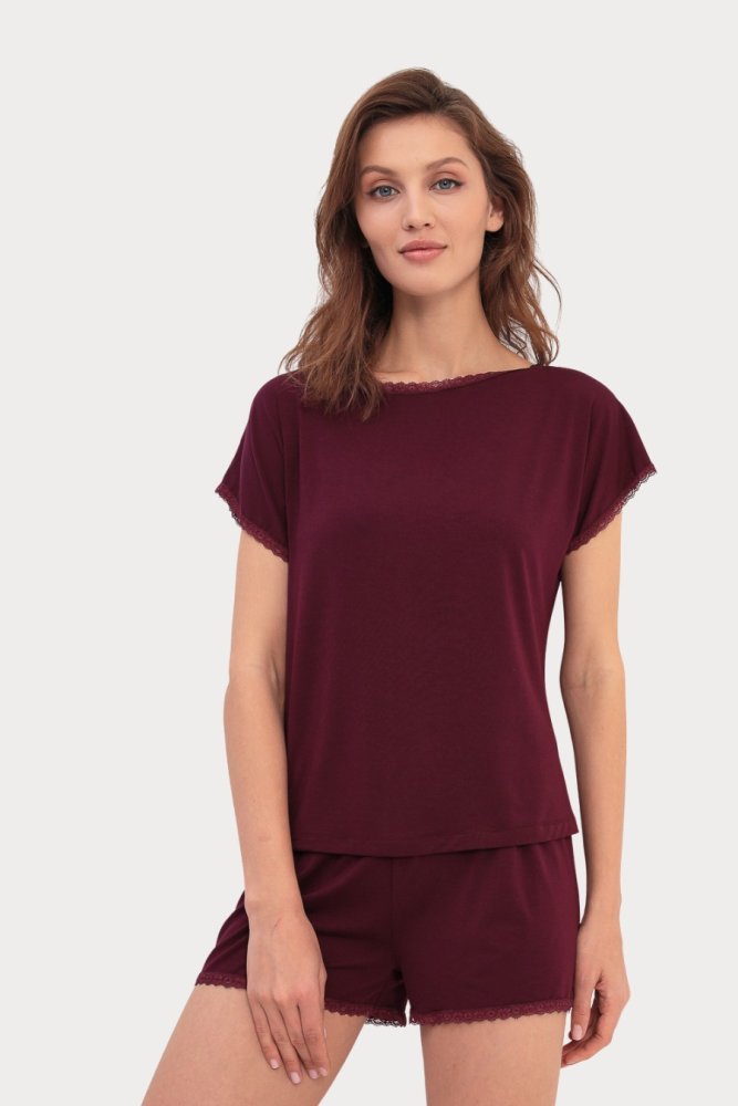Pijamale pentru femei MIRANDA din bambus L Bordeaux