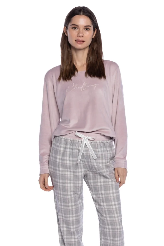 Damenpyjama aus Flanell SELENA M Altrosa / Dusty rose