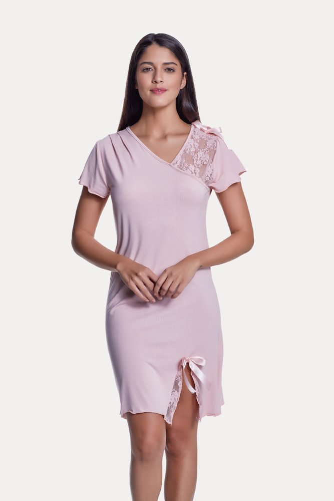 Cămașă de noapte pentru femei ZARA din bambus L Roz / Pink