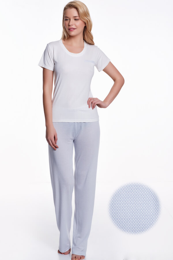 Pijamale pentru femei EMA din bambus XL Albastru deschis / Light blue