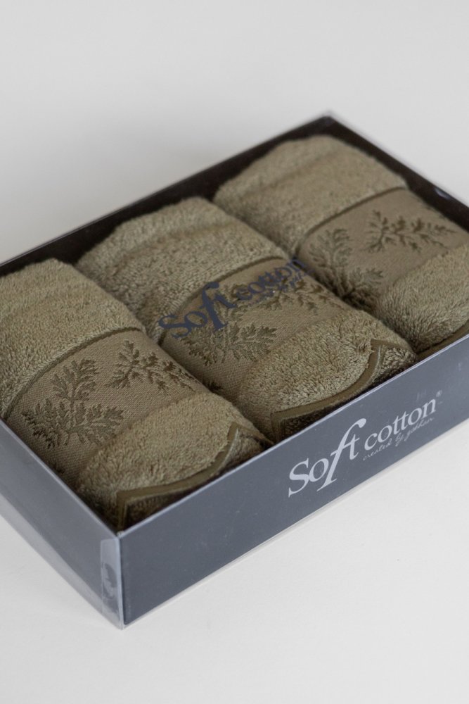 Set cadou de prosoape mici LORA, 3 buc Kaki