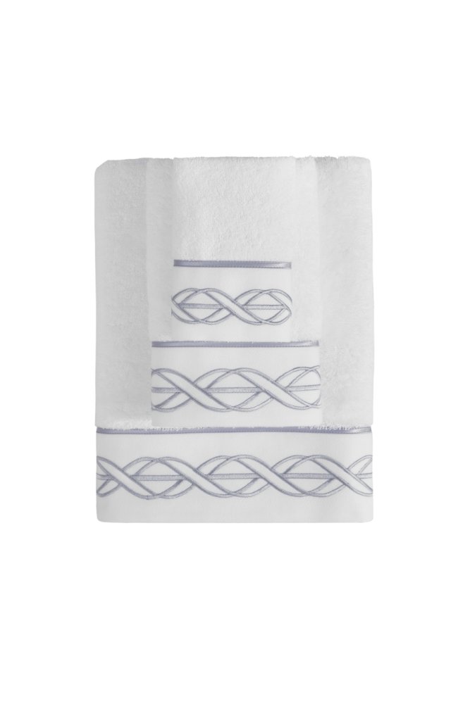 Prosop VITA 50x100 cm Alb – Broderie gri