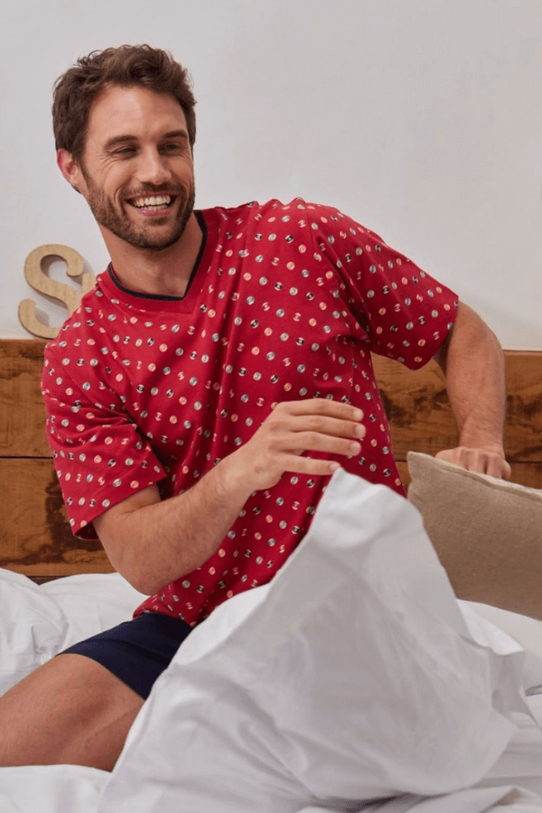 GUASCH Pánské pyžamo krátké ANDRE XL Červená
