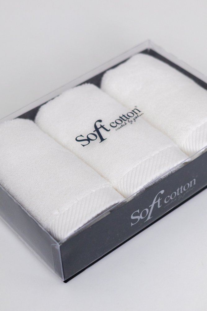 Set cadou de prosoape mici MICRO COTTON, 3 buc Alb crem / Ecru